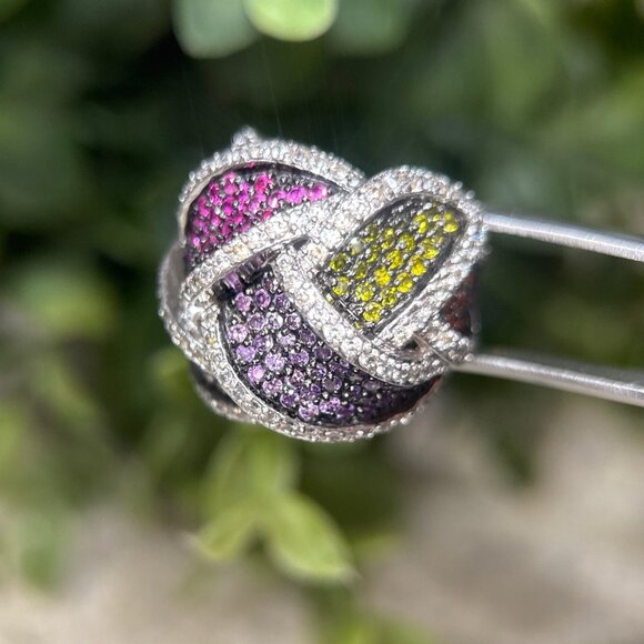 Showstopper 925 Silver Multicolor Stones Ring - Picture 4 of 11